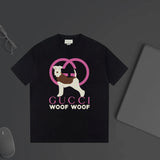 Gucci T-shirt Double-breasted G Cartoon Dog Print logo round Neck Short Sleeve25ss New Pure Cotton Unisex Style T T-shirt OS Loose Fit Base Shirt Half Sleeve T-Shirt Top Half Sleeve