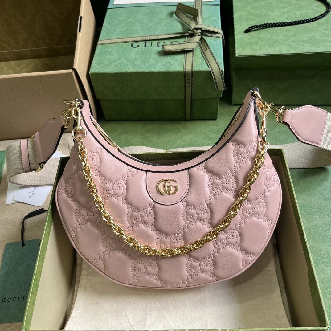 Gucci Women's Bag Top version 【New Arrival】MatelasséMini Small Sized Handbag73973673970923Early Autumn New Collection Moon Bag Shoulder Bag Messenger Bag Chain Bag Messenger Bag Women's Bag Baguette Bag