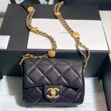 Chanel Women's Bag Top version 【Original Leather】22A New Gold Coin Square Fat Big miniCF Gold Coin Bag Caviar Cowhide Chain Flap Bag Crossbody Bag Shoulder Bag17cm22cm Chain Bag