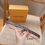 Louis Vuitton LV Belt Top version 【Counter Quality】Belt New Belt2.0cm Women's Belt Metal Buckle Women's Leather Belt with Classic Presbyopic Chessboard Grid Belt with Genuine Goods Packaging No Problem in and out of the Counter Versatile Casual Fashion Fo