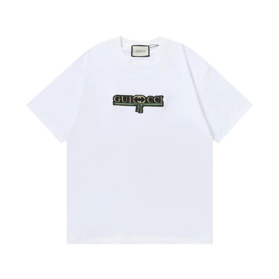 Gucci T-shirt Chest Letter Patch Embroidery logo round Neck Short Sleeve25ss New pure cotton T Unisex T-Shirt OS Loose Fit Base Shirt Top Half Sleeve T-Shirt