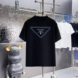 PRADA T-shirt Chest Triangle Brand Logo Print logo round Neck Short Sleeve25ss New pure cotton T Unisex T-Shirt OS Loose Fit Base Shirt Top Half Sleeve T-Shirt