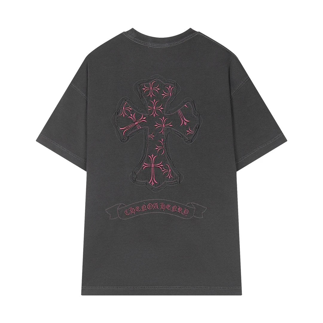 Chrome Hearts T-shirt Patch logo round Neck Short Sleeve25ss New Pure Cotton Unisex Style T T-shirt OS Loose Fit Base Shirt Short Sleeve T-Shirt Top