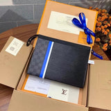 Louis Vuitton LV Wallets/Clutches Top version New upgrade version POCHETTEVOYAGE Medium Handbag Men's Clutch Briefcase Men's Bag M56827Black Plaid M61692M60107M64440Stripes