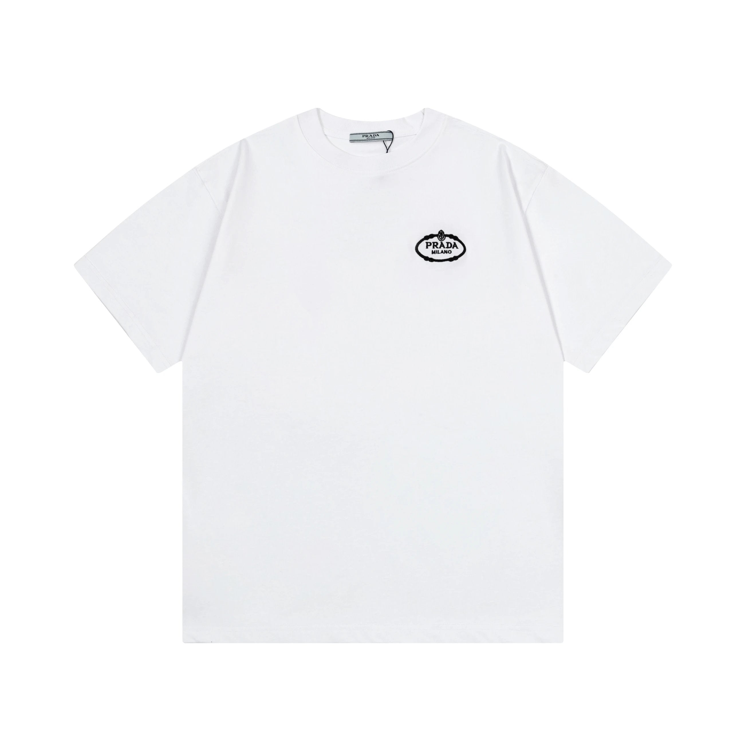 PRADA T-shirt Chest Letter Crown Small Embroidery logo round Neck Short Sleeve25ss New Pure Cotton Unisex Style T T-shirt OS Loose Fit Base Shirt Top Half Sleeve T-Shirt