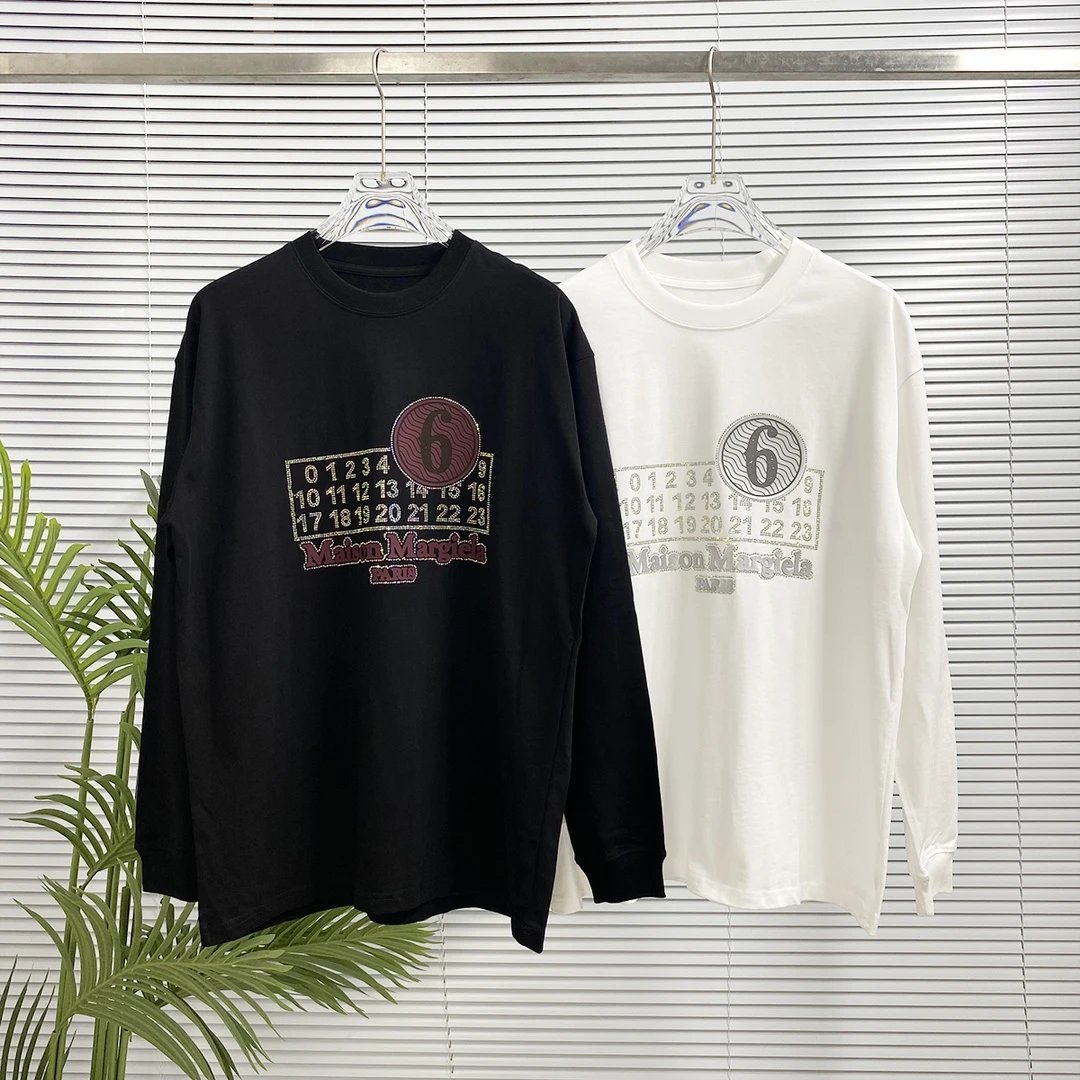 Maison Margiela Hoodie Hot Drilling logo24s Autumn and Winter Long Sleeve T Round Neck Sweatshirt Long Sleeve Base Shirt Outerwear Trendy Unisex Sports Casual Loose Fit Versatile Autumn Winter New Arrival