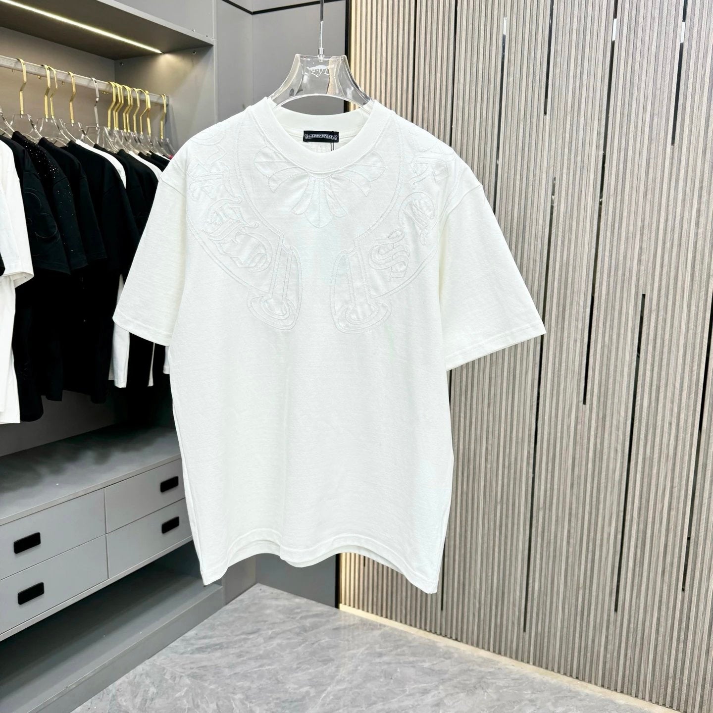 Chrome Hearts T-shirt Half-body Chain Needlepoint Series Craft logo round Neck Short Sleeve25ss New pure cotton T Unisex T-Shirt OS Loose Fit Base Shirt Top Half Sleeve T-Shirt