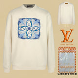 Louis Vuitton LV Hoodie Front Chest Block Print Crew Neck Sweatshirt Pullover Long Sleeve OS Unisex Sports Casual Loose Fit Base Shirt Top
