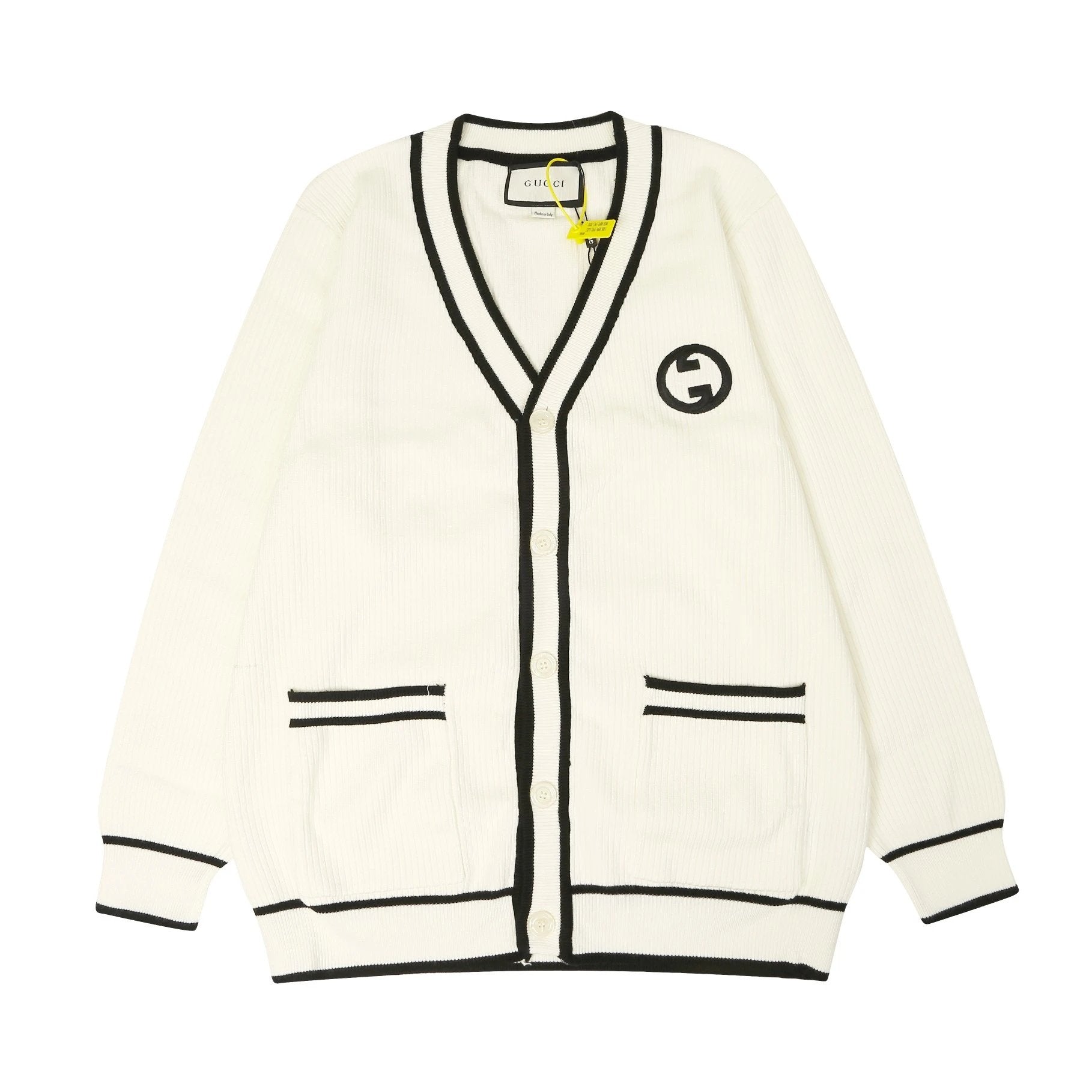 Gucci Sweater Color-Block Casual Single-Breasted Knit Cardigan Jacket Unisex Long Sleeve Soft Lazy Style OS Loose Fit Versatile Casual Thickened Inner and Outer Wear
