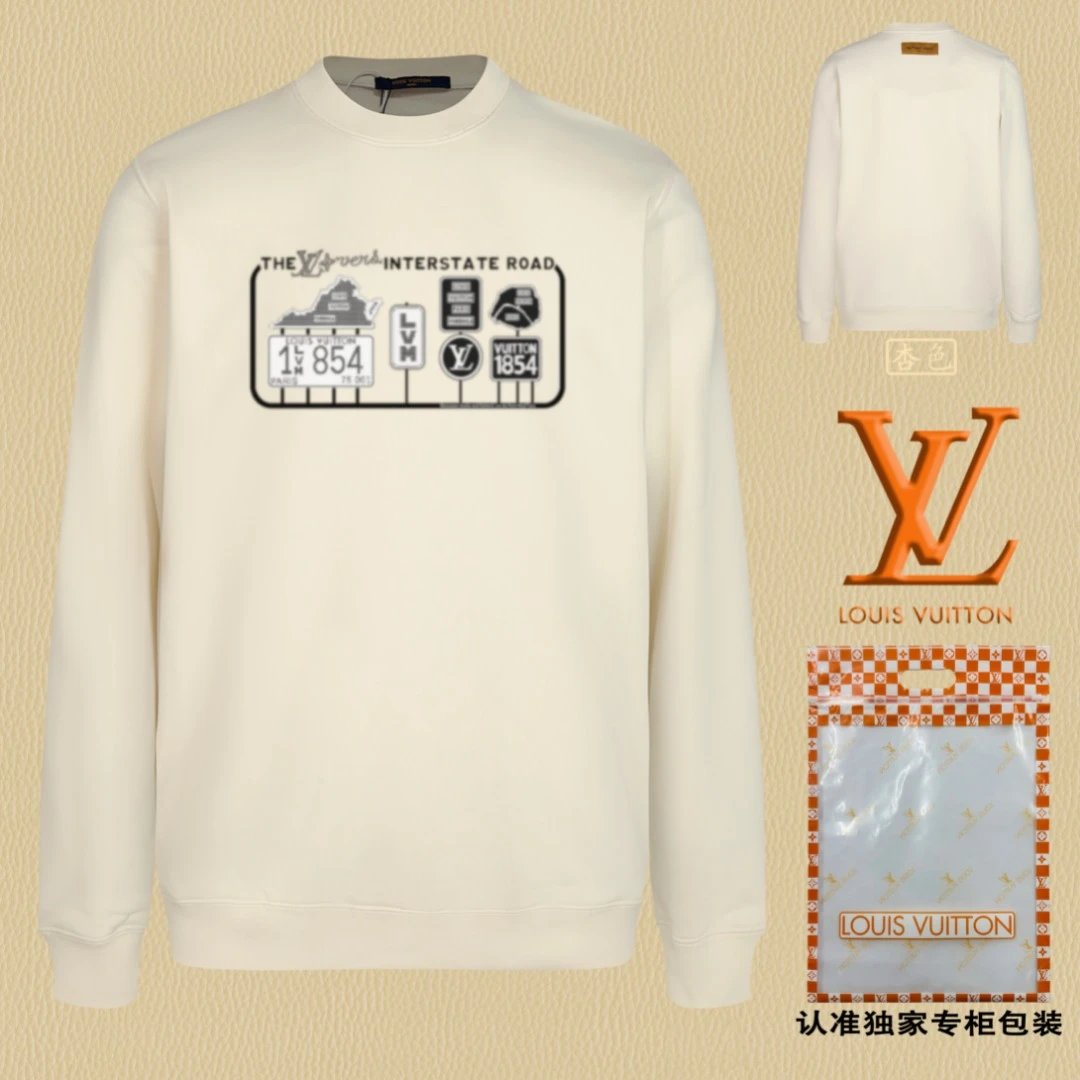 Louis Vuitton LV Hoodie 1854Series Print logo Round Neck Sweatshirt Jacket Pullover Long Sleeve OS Unisex Sports Casual Loose Fit Base Shirt Top