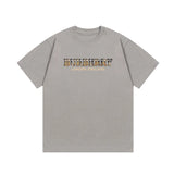 Burberry T-shirt Chest Plaid Print logo round Neck Short Sleeve25ss New Pure Cotton Unisex Style T T-shirt OS Loose Fit Base Shirt Top Half Sleeve T-Shirt