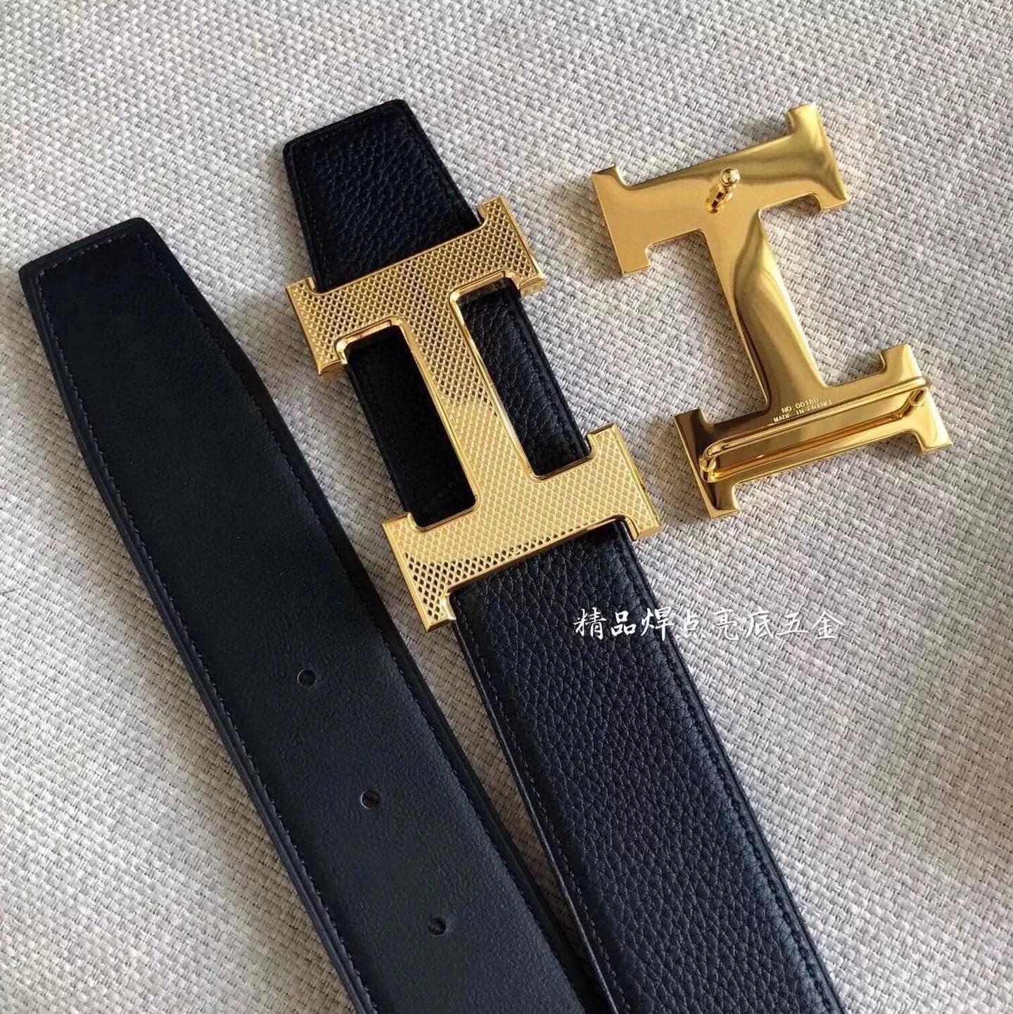 Hermes Belt Top version Men's Belt Width3.8cm Mesh H Steel Buckle Selected Double-Sided Calf Leather Double-Sided Available H Home Belt