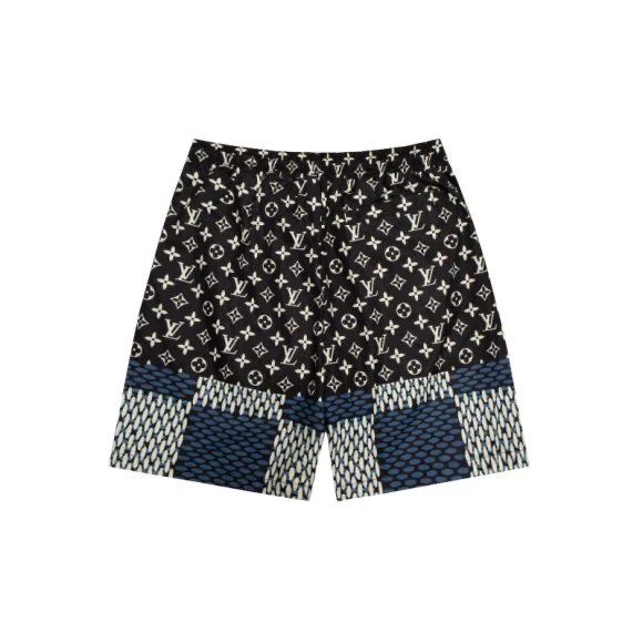 Louis Vuitton LV Shorts Full Print Black and White Color Block Beach Shorts Five-Point Shorts os Loose Quick-Dry Unisex Casual Trendy Brand Big Shorts25ss New Product5Pants