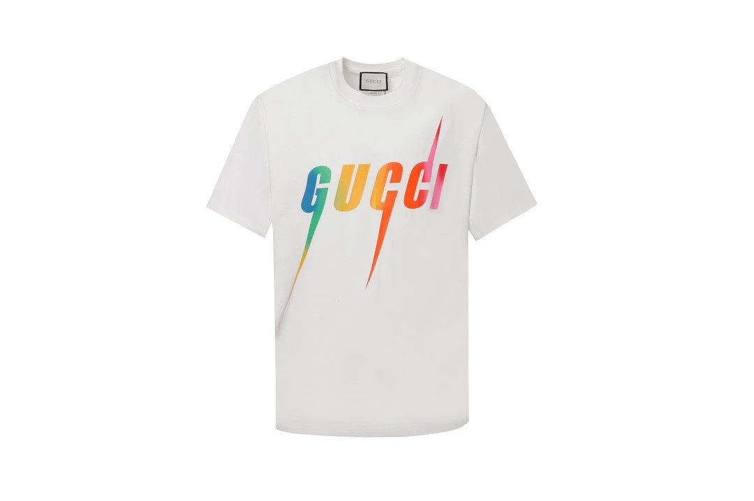 Gucci T-shirt Lightning on the chest logo Round neck short-sleeve pure cotton T Unisex T-Shirt OS Loose Fit Base Shirt Summer New Casual Simple T-Shirt