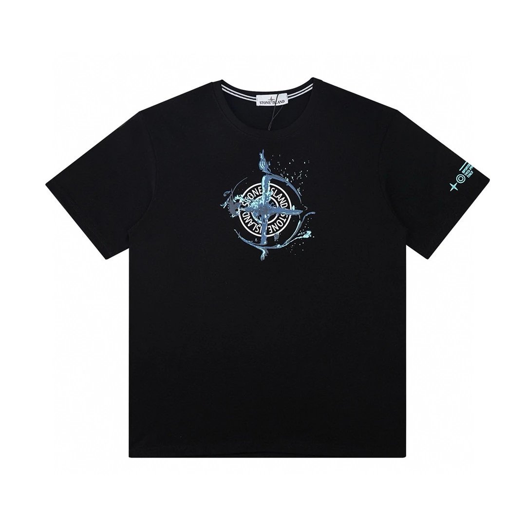 Stone Island T-shirt Top Version Counter Same Style Pure Cotton Summer Men's and Women's Same Fashion Loose All-Matching2024New Short Sleeve T T-shirt