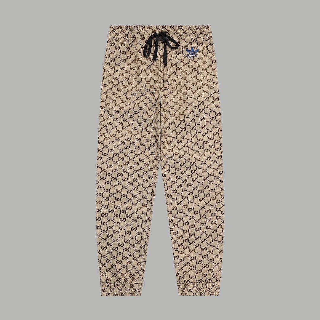 Gucci Jeans Collaboration Three-Stripes Full Print Embroidered Jogger Casual Unisex Pants