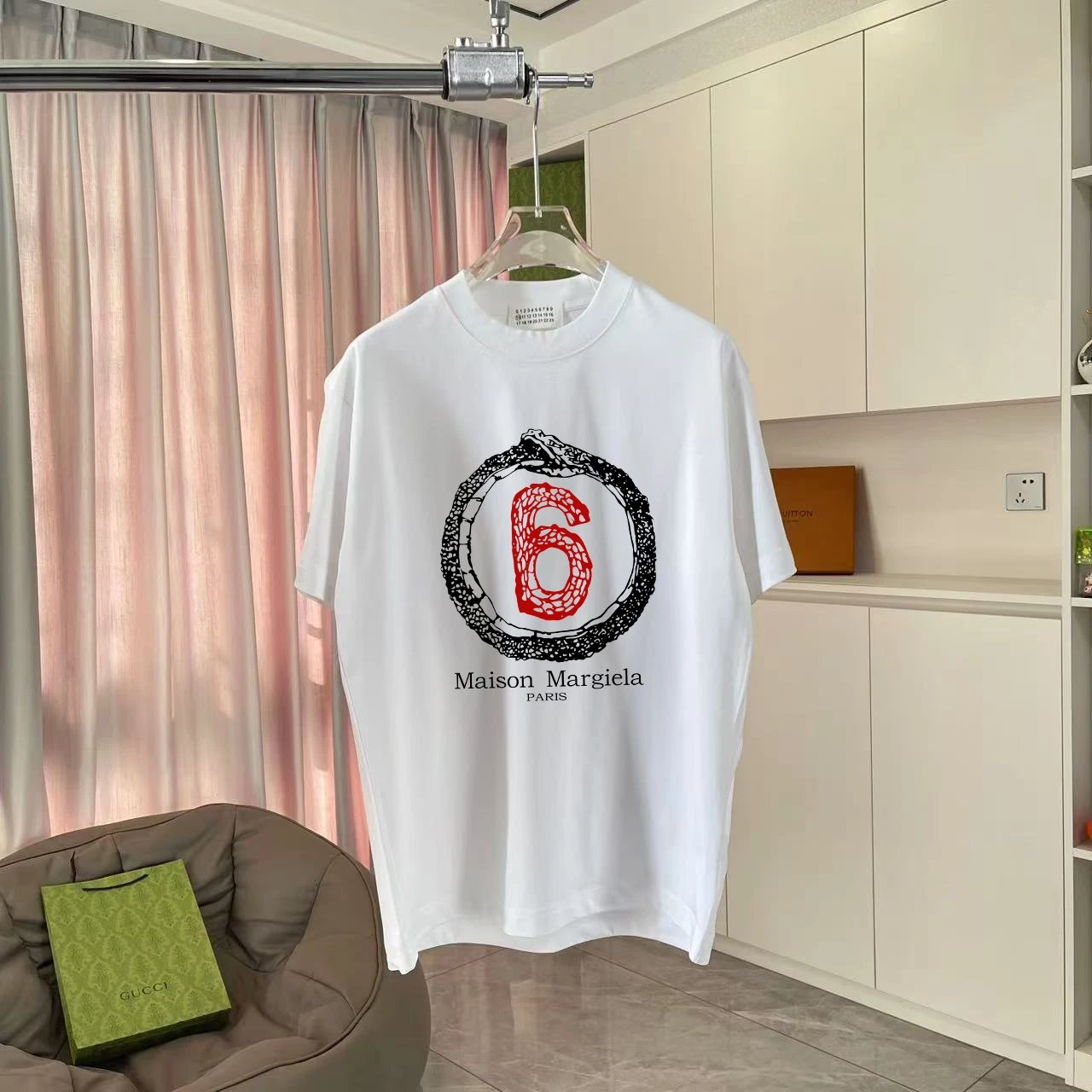 Maison Margiela T-shirt Chest Number Print logo round Neck Short Sleeve25ss New pure cotton T Unisex T-Shirt OS Drop Shoulder Loose Fit Base Shirt Top T-Shirt Short Sleeve