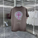 Chrome Hearts T-shirt Front and back Sanskrit print logo round Neck Short Sleeve25ss New pure cotton T Unisex T-Shirt OS Drop Shoulder Loose Fit Base Shirt Top T-Shirt Short Sleeve