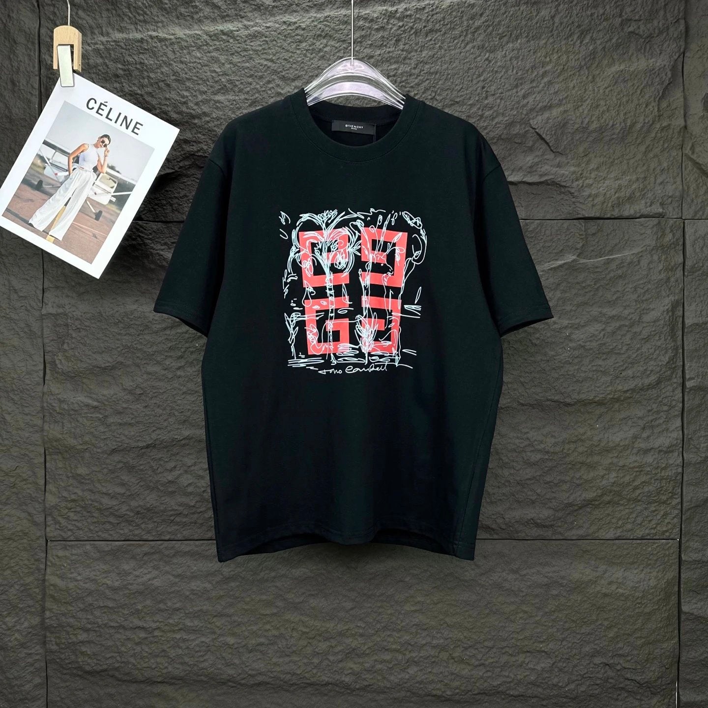 Givenchy T-shirt Chest Letter Pattern Print logo round Neck Short Sleeve25ss New Pure Cotton Unisex Style T Casual T-Shirt Base Layer Shirt OS Loose Fit Half Sleeve Top Plus Size