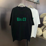 Gucci T-shirt Chest Patch Letter logo round Neck Short Sleeve25ss New Pure Cotton Unisex Style T Casual T-Shirt Base Layer Shirt OS Loose Fit Half Sleeve Top Plus Size