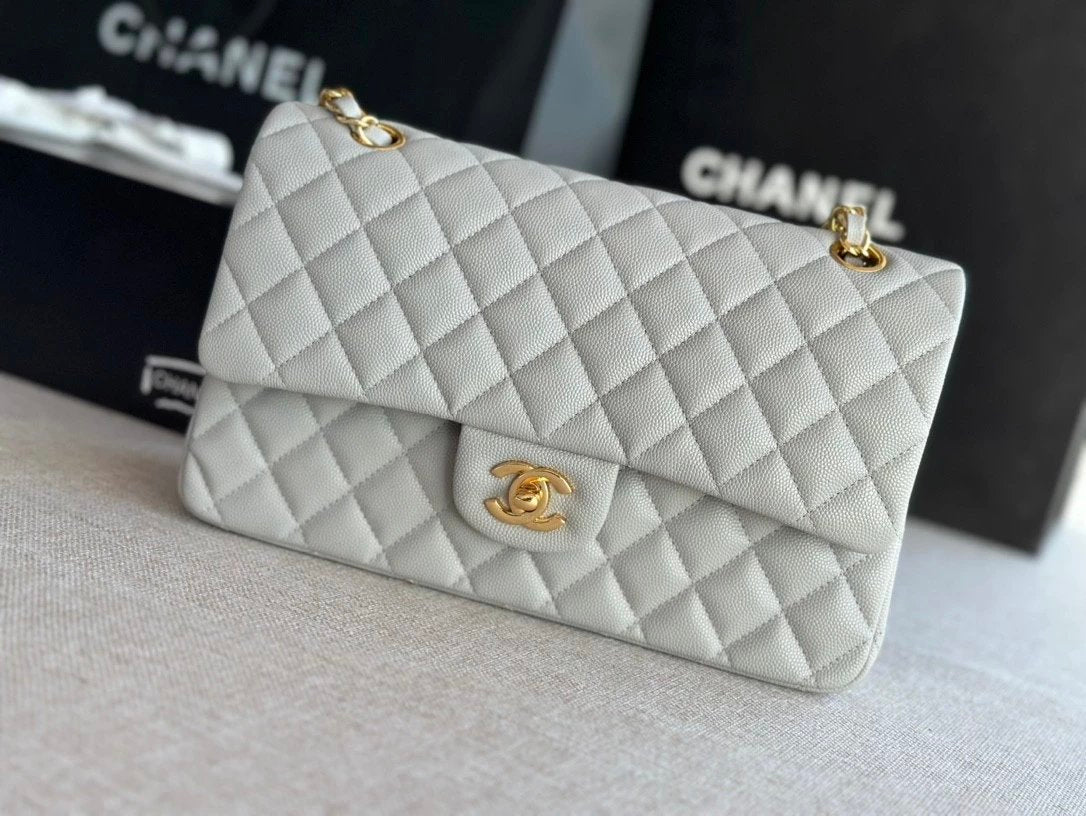 Chanel Women's Bag Top version 【Level Surrogate Shopping】New Classic CF Bag ClassicFlap2.55CF Medium25cm Original Leather Ball Pattern Caviar Diamond Chain Sheepskin Bag Shoulder Messenger Bag Women's Bag1112CF25cm Medium