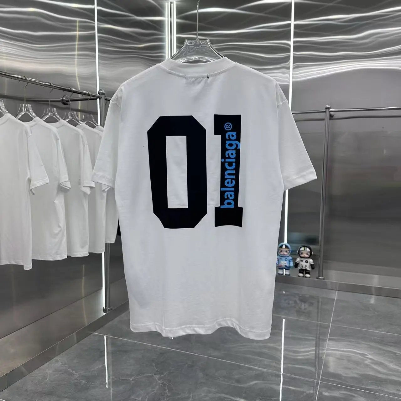 Balenciaga T-shirt Alphanumeric Characters Before and After01Printing logo round Neck Short Sleeve25ss New Pure Cotton Unisex Style T Casual T-Shirt Base Layer Shirt OS Loose Fit Half Sleeve Top Plus Size