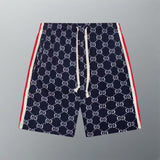 Gucci Shorts Classic Jacquard Full Print Double G Five-point Shorts25ss New Heavy Drawstring American Style Casual Summer Pants5Two-in-One Casual Sweatpants for Men and Women