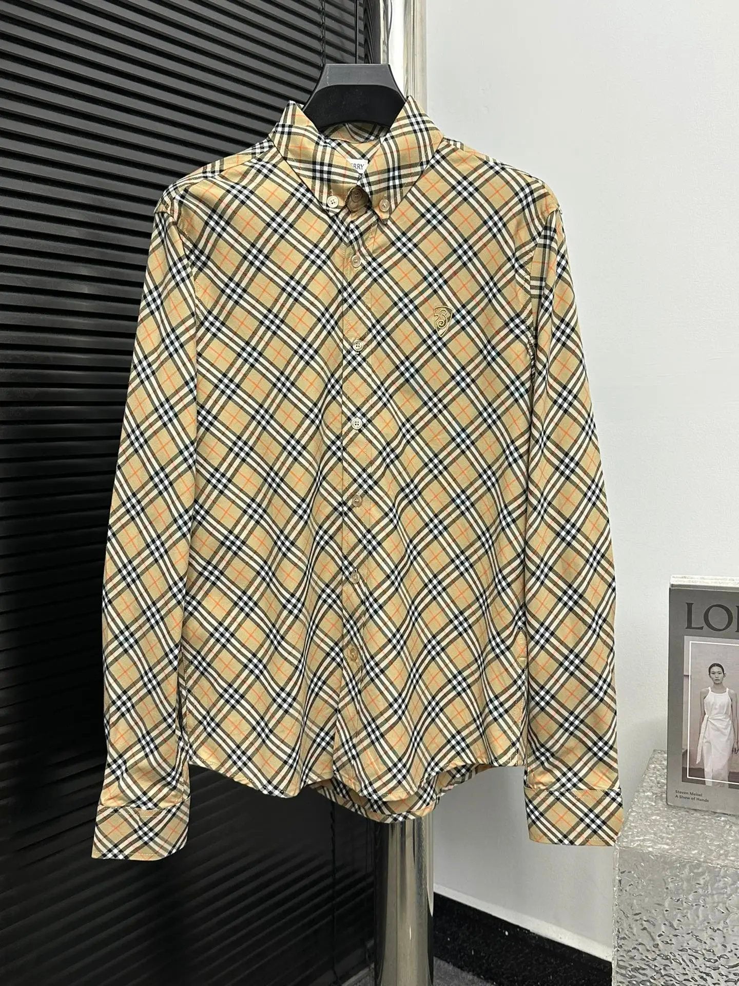 Burberry Shirt 24ss New Embroidered Plaid Cotton Long Sleeve Shirt Unisex Versatile Business Casual Slim Fit Jacket