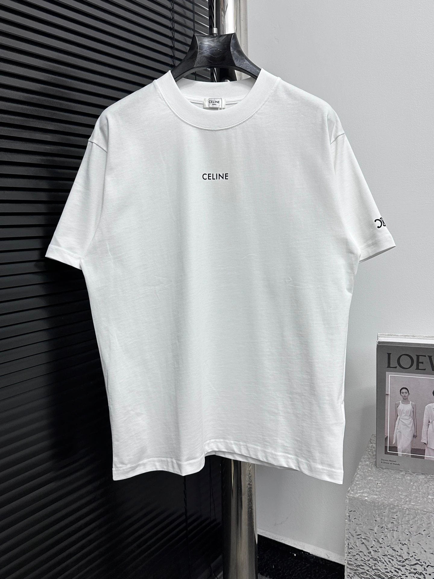 Celine T-shirt Chest Letter Print logo round Neck Short Sleeve25ss New pure cotton T Unisex T-Shirt OS Loose Fit Base Shirt Top Half Sleeve T-Shirt