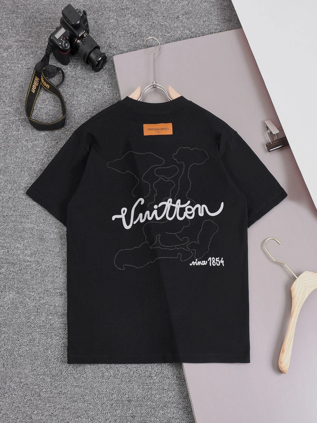 Louis Vuitton LV T-shirt 3D Rhinestone Silicone logo round Neck Short Sleeve25ss New Pure Cotton Unisex Style T T-shirt Base Shirt Tee Shirt OS Loose design