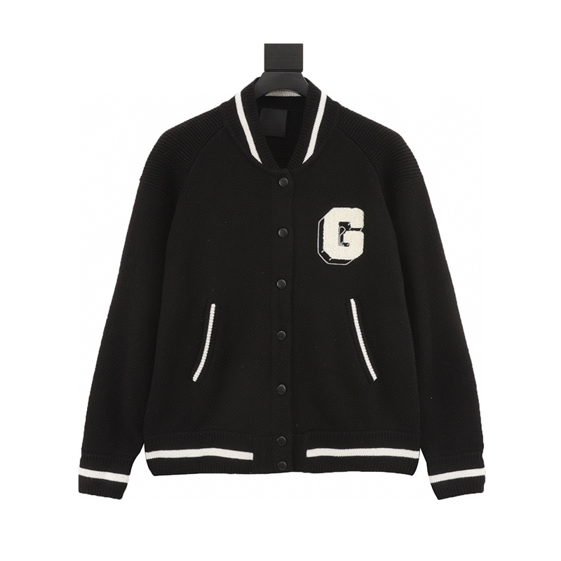 Givenchy Jackets Word Knitted Baseball Uniform Jacket Coat for Men and Women