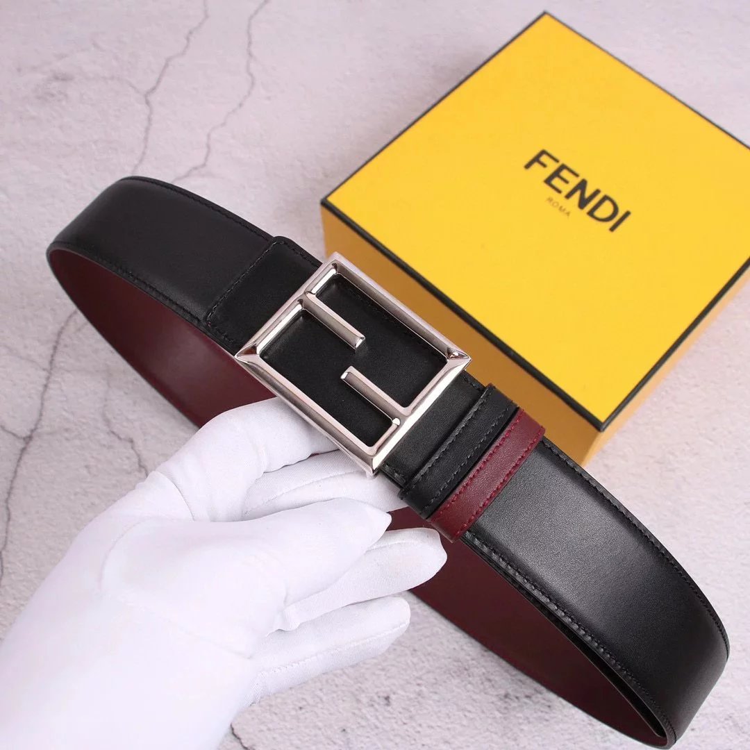 FENDI Belt Top version High Quality Double-Sided Head Layer Cowhide with Pure Copper Solid Buckle Belt Men's Fashion All-Match Genuine Leather f Home Belt Clothes Accessories Width3.8cm