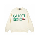 Gucci Hoodie Lipstick Stain logo Round Neck Sweatshirt Long Sleeve Base Shirt Jacket Top Fashion Unisex Sports Casual Loose Fit Versatile Autumn Winter New Arrival