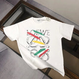 LOEWE T-shirt Hand-drawn Pattern Print on the Chest logo round Neck Short Sleeve25ss New pure cotton T Unisex T-Shirt OS Drop Shoulder Loose Fit Base Shirt Top T-Shirt Short Sleeve