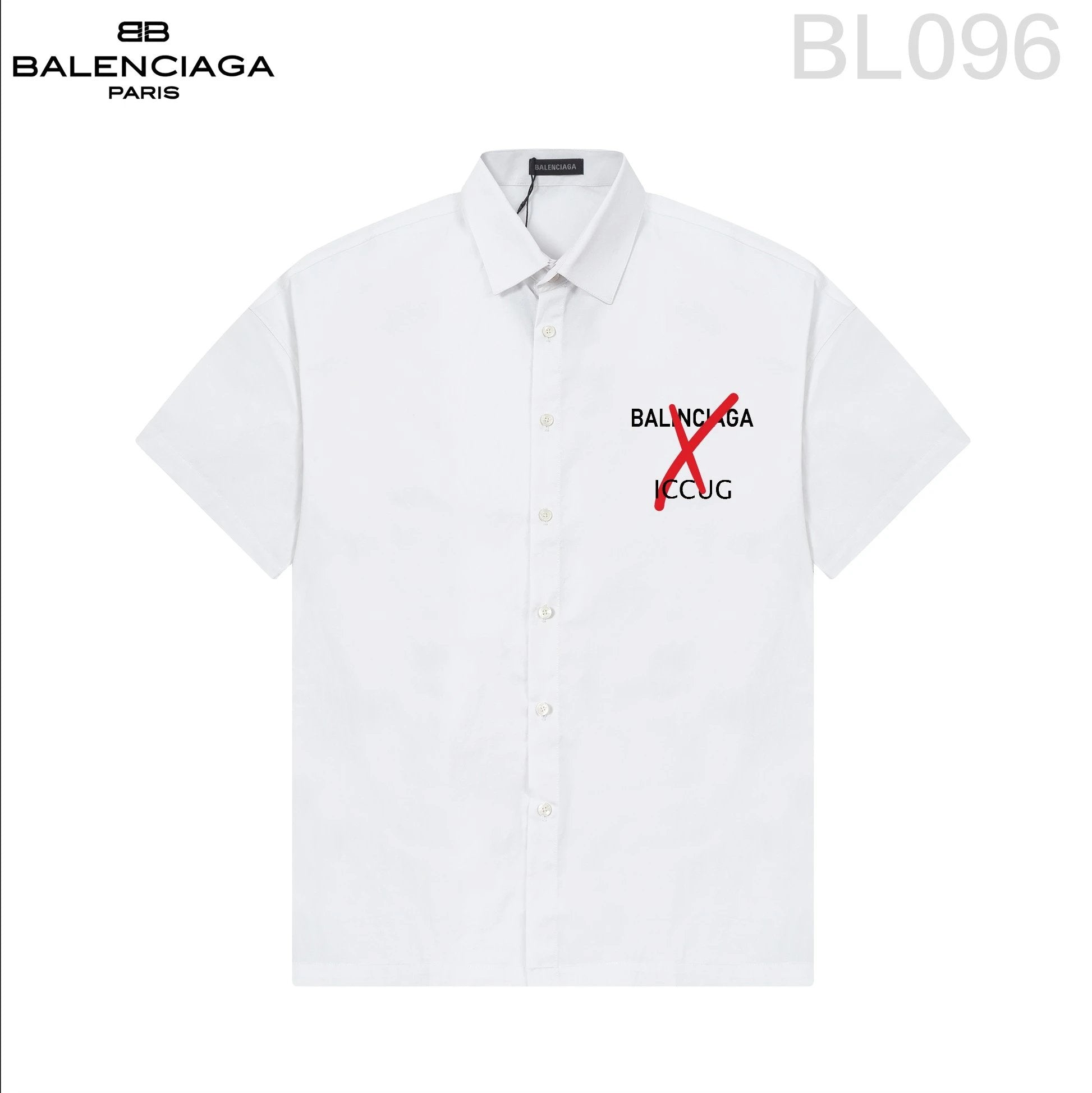 Balenciaga Shirt Classic Logo Printed Turn-down Collar Short Sleeve Shirt Unisex Versatile Business Casual Slim Fit Jacket