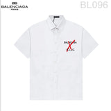 Balenciaga Shirt Classic Logo Printed Turn-down Collar Short Sleeve Shirt Unisex Versatile Business Casual Slim Fit Jacket