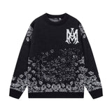 Amiri Sweater Classic logo Embroidered Jacquard Seahorse Wool Sweater Casual Loose Versatile Crew Neck Pullover Knitwear Os Unisex Sweater Inner Layer24ss Autumn and Winter New Products