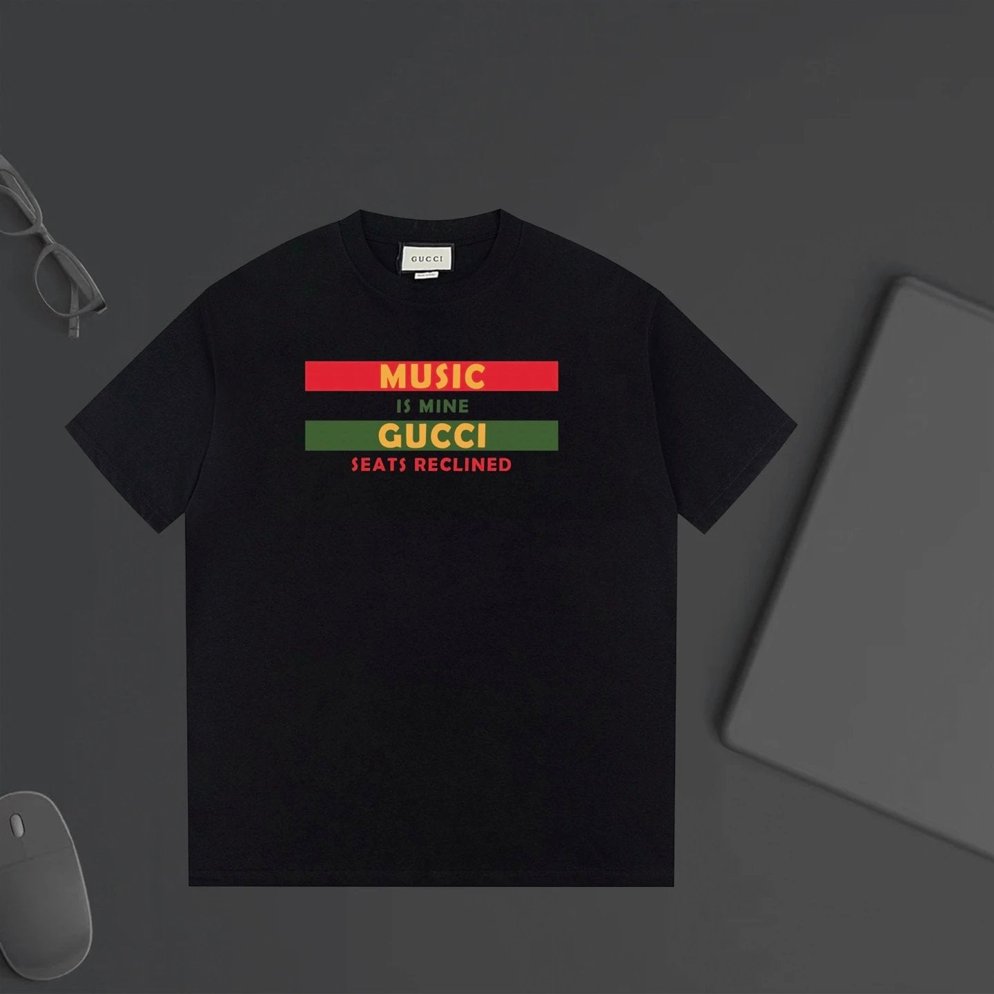Gucci T-shirt Chest Letter Print logo round Neck Short Sleeve25ss New Pure Cotton Unisex Style T Casual T-Shirt Base Layer Shirt OS Loose Fit Half Sleeve Top Plus Size