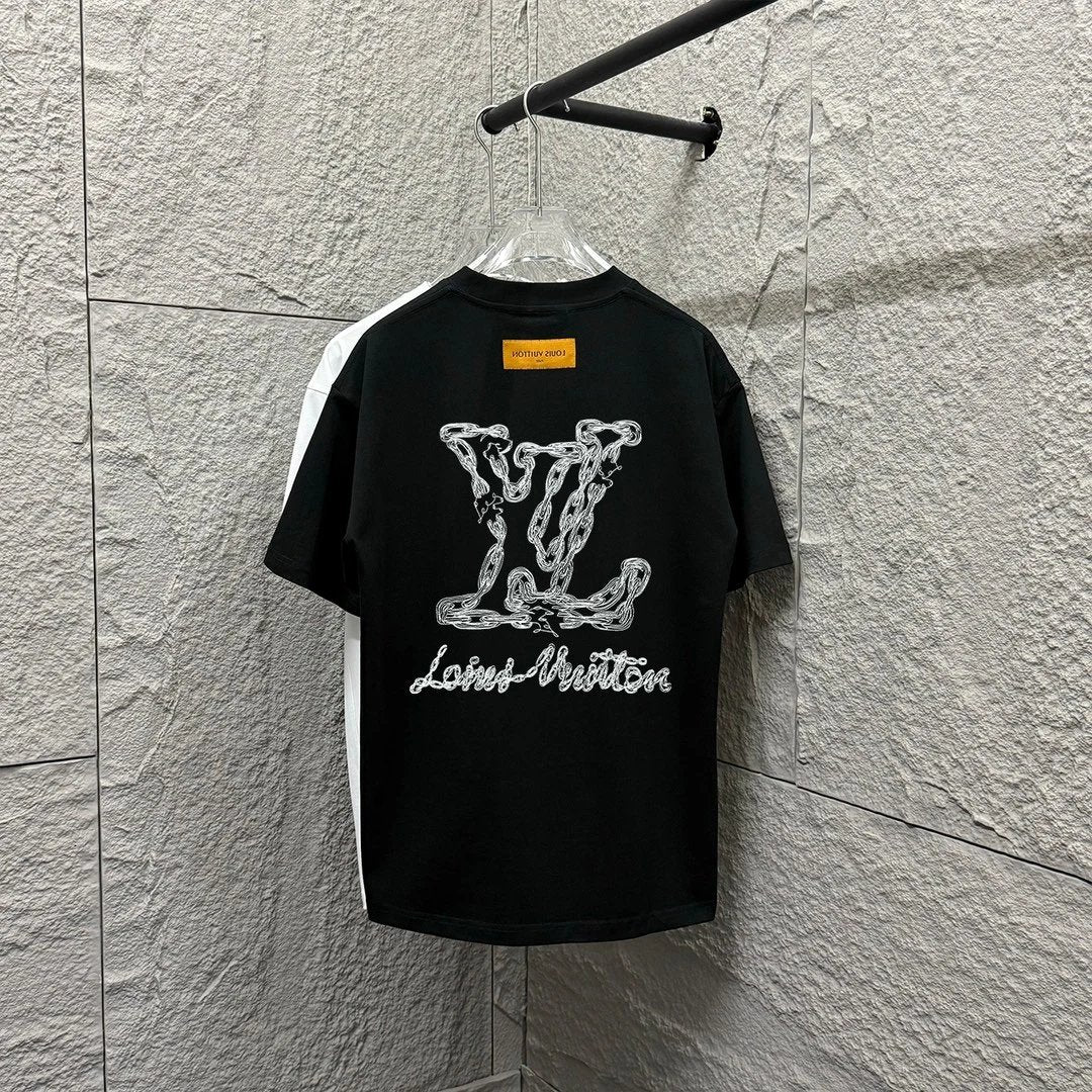 Louis Vuitton LV T-shirt Classic Totem Letter Embroidery Crew Neck Short Sleeve Pure Cotton T T-shirt ins Unisex Simple Summer New Casual Base Shirt T-Shirt