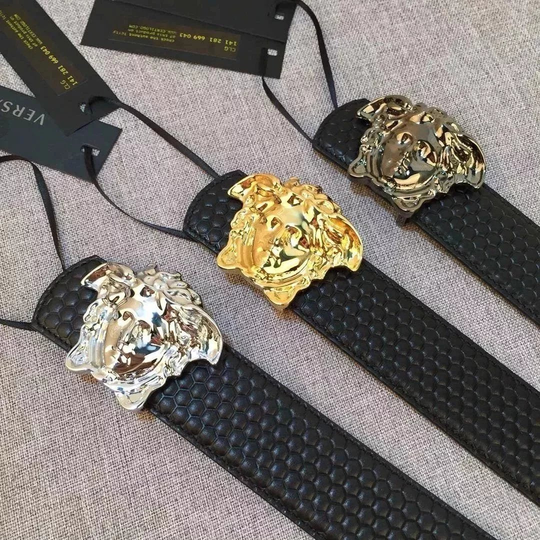 VERSACE Belt Top version Brand New Full Set Belt Fashion Trend Genuine Leather Business Casual Men Women Belt Cowhide Embossed Pant Belt