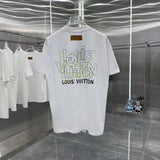 Louis Vuitton LV T-shirt Front and Rear Letter Printing logo round Neck Short Sleeve25ss New Pure Cotton Unisex Style T T-shirt OS Loose Fit Base Shirt Half Sleeve T-Shirt Top Half Sleeve