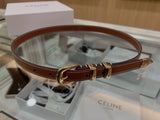 Celine Belt Top version Original Single-Grade Original Leather in Stock Arc De Triomphe Belt Wide Version1.8Women's Belt Surrogate Shopping Level Belt Pure Brass Imported Old Hardware CC Belt Calfskin Belt SF Express Delivery Brown Black Belt