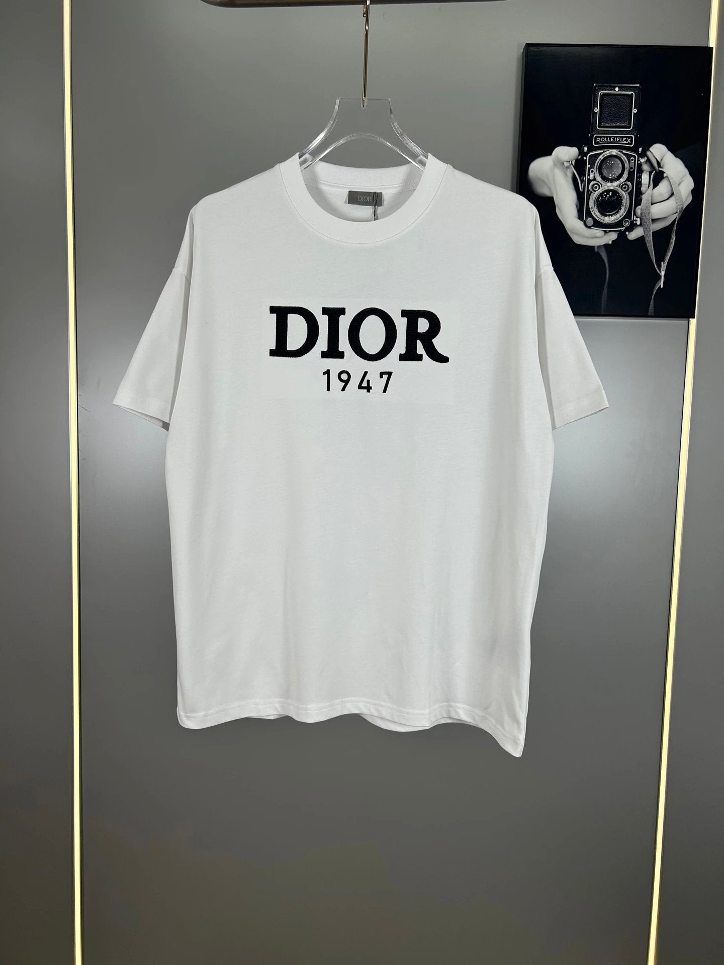 Dior T-shirt Chest Letter Embroidery logo round Neck Short Sleeve25ss New Pure Cotton Unisex Style T T-shirt OS Loose Fit Base Shirt Top Half Sleeve T-Shirt