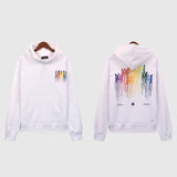 Amiri Hoodie 2024Autumn and Winter New OW Rainbow Letter Pattern Pullover Hoodie for Men and Women