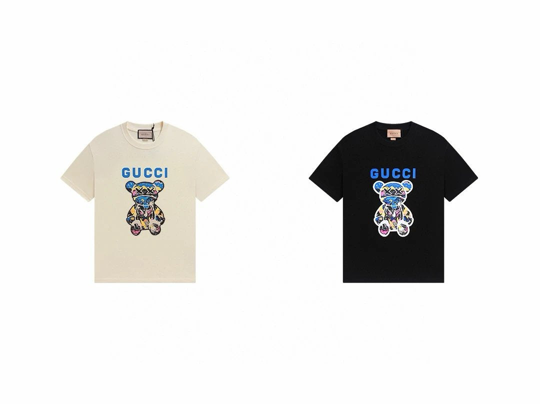 Gucci T-shirt Colorful Bear Pattern Print on the Chest logo round Neck Short Sleeve25ss New pure cotton T Unisex T-Shirt OS Loose Fit Base Shirt Top Half Sleeve T-Shirt