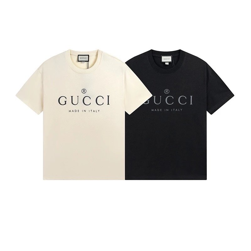 Gucci T-shirt Chest Letter Print logo round Neck Short Sleeve25ss New pure cotton T Unisex T-Shirt OS Drop Shoulder Loose Fit Base Shirt Top T-Shirt Short Sleeve