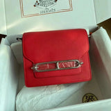 Hermes women's bag Top version Customized Real Shot Small Square Bag Pig Nose Bags Roulis19CMevercolor Leather Pig-Shaped Bun Gold Buckle Silver Buckle Flap Shoulder Messenger Bag Yang Mi Same Style Women Bag