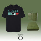 Gucci T-shirt Chest Letter Lipstick Pattern Print logo round Neck Short Sleeve25ss New Pure Cotton Unisex Style T Casual T-Shirt Base Layer Shirt OS Loose Fit Half Sleeve Top Plus Size