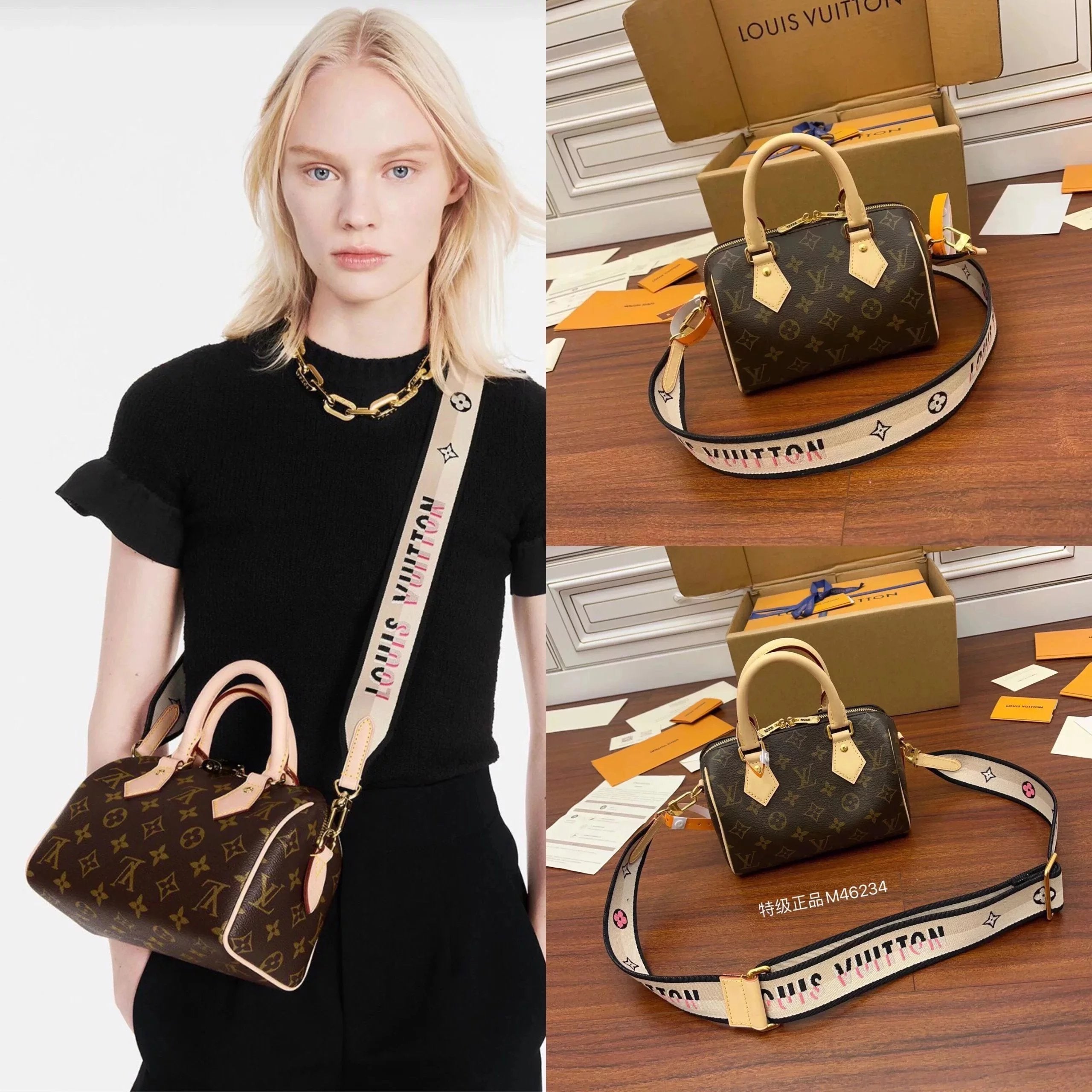 Louis Vuitton LV Women's Bag Top version Original Leather New Pillow Bag Wide Shoulder Strap Handbag Shoulder Messenger Bag Adjustable Shoulder Strap
