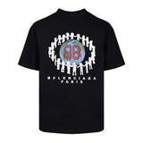 Balenciaga T-shirt Back Hand in Hand Protecting Earth Pattern Print logo round Neck Short Sleeve25ss New pure cotton T Unisex T-Shirt OS Drop Shoulder Loose Fit Base Shirt Top T-Shirt Short Sleeve
